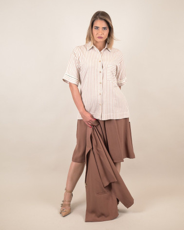 Camicia a righe in misto lino