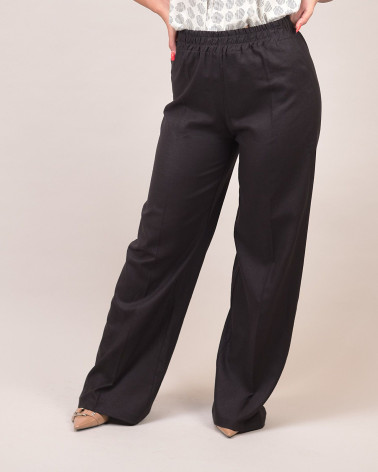 Pantalone bianco in lino e viscosa con elastico