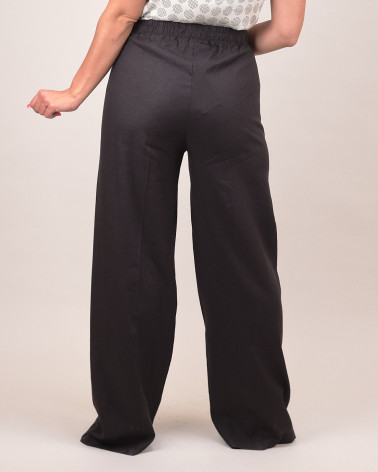 Pantalone bianco in lino e viscosa con elastico