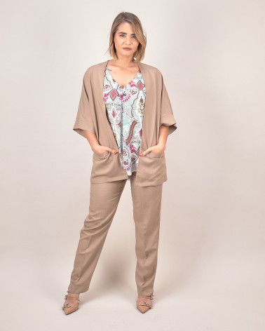 Giacca kimono in lino e viscosa