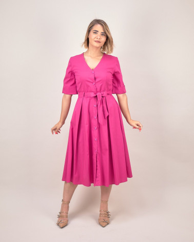 Abito chemisier svasato con cintura in vita