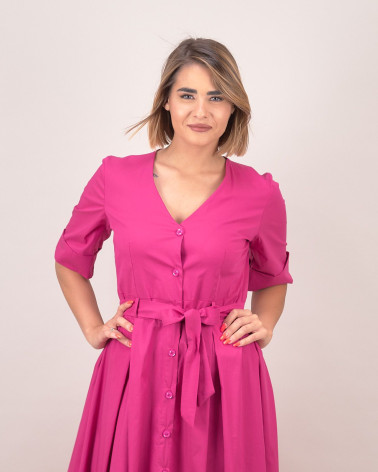 Abito chemisier svasato con cintura in vita