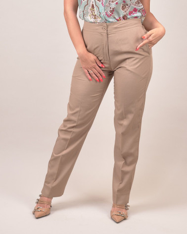 Pantalone dritto in misto lino e viscosa