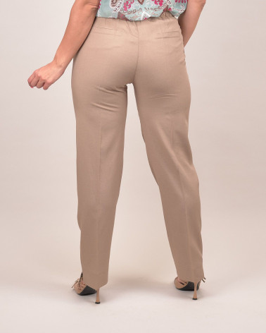 Pantalone dritto in misto lino e viscosa