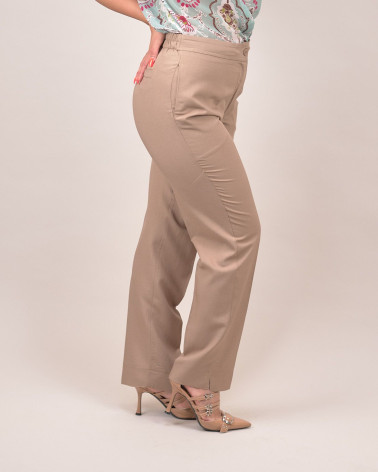 Pantalone dritto in misto lino e viscosa