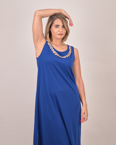 Abito lungo con scollo a catena