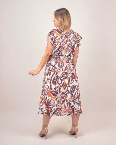 Abito incrociato con manica corta e fantasia