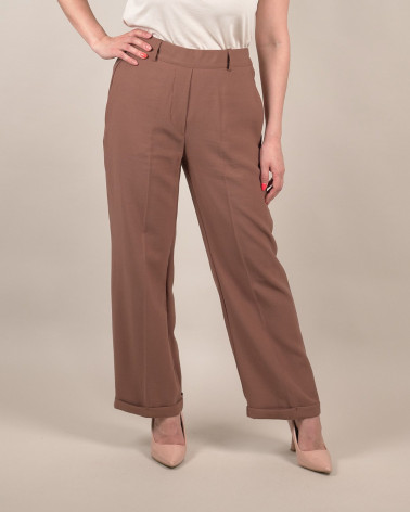 Pantaloni ampi con risvolto tabacco