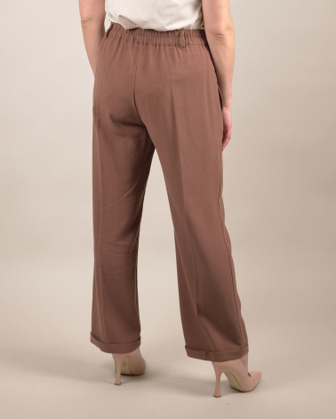 Pantaloni ampi con risvolto tabacco