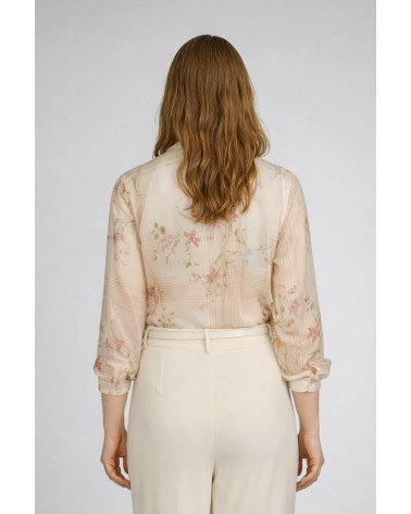 Camicia con fiocco fantasia floreale