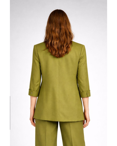 Giacca monopetto color olio con maniche tre quarti