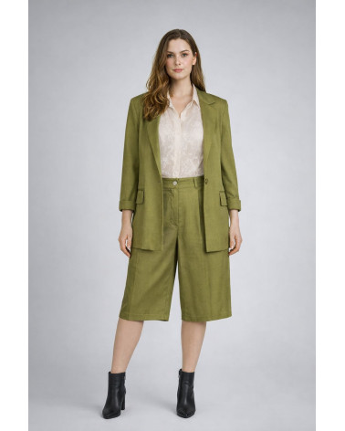 Giacca monopetto color olio con maniche tre quarti