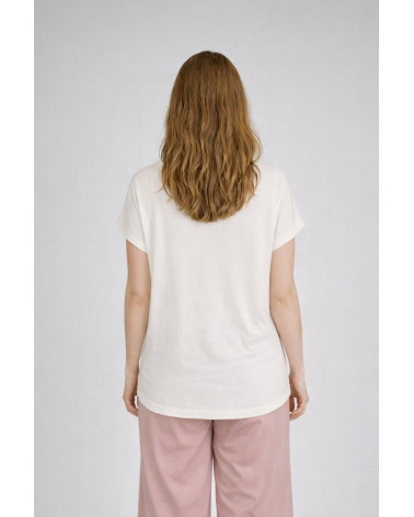 T-shirt panna con stampa e maniche corte