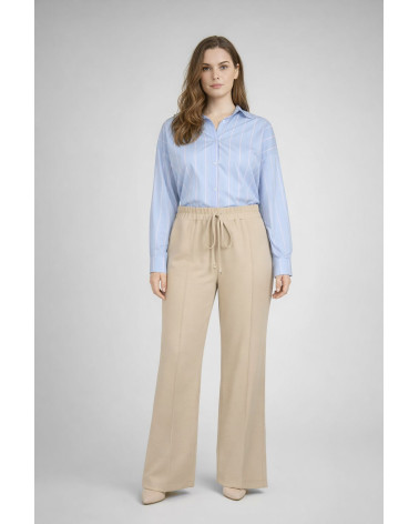 Pantaloni palazzo color burro con coulisse in vita