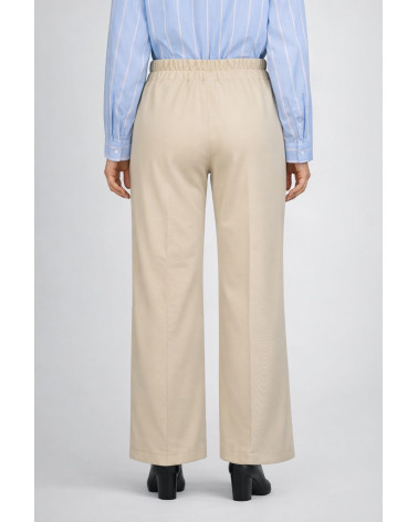 Pantaloni palazzo color burro con coulisse in vita