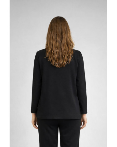 Maglia con scollo a V e fondo a contrasto con pizz