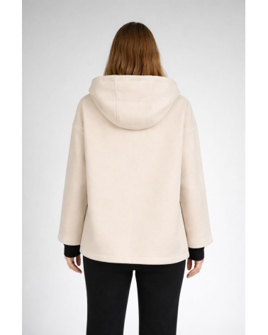 Giacca in dainetto con cappuccio e zip color beige