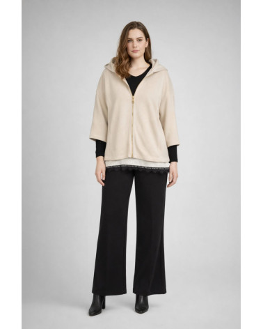 Giacca in dainetto con cappuccio e zip color beige