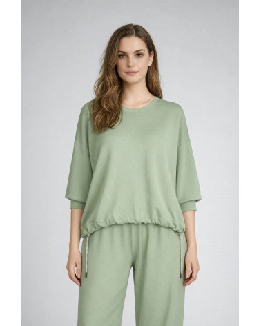 Maglia verde in scuba con coulisse