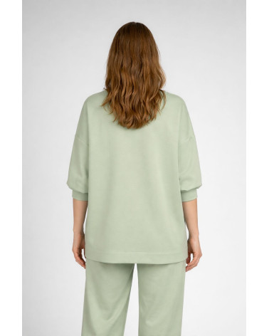 Maglia verde in scuba con coulisse