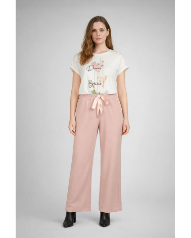 Pantaloni palazzo rosa in scuba