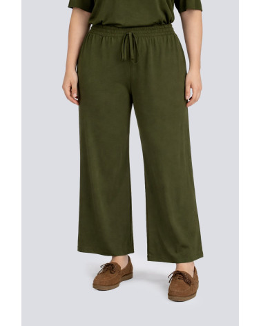 Pantaloni palazzo verdi con elastico in vita