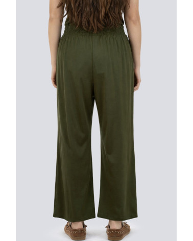Pantaloni palazzo verdi con elastico in vita