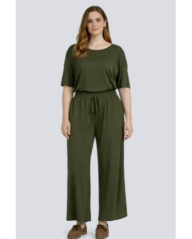 Pantaloni palazzo verdi con elastico in vita