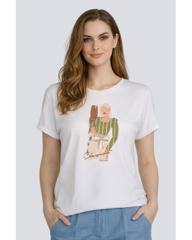 T-shirt bianca con stampa elegante