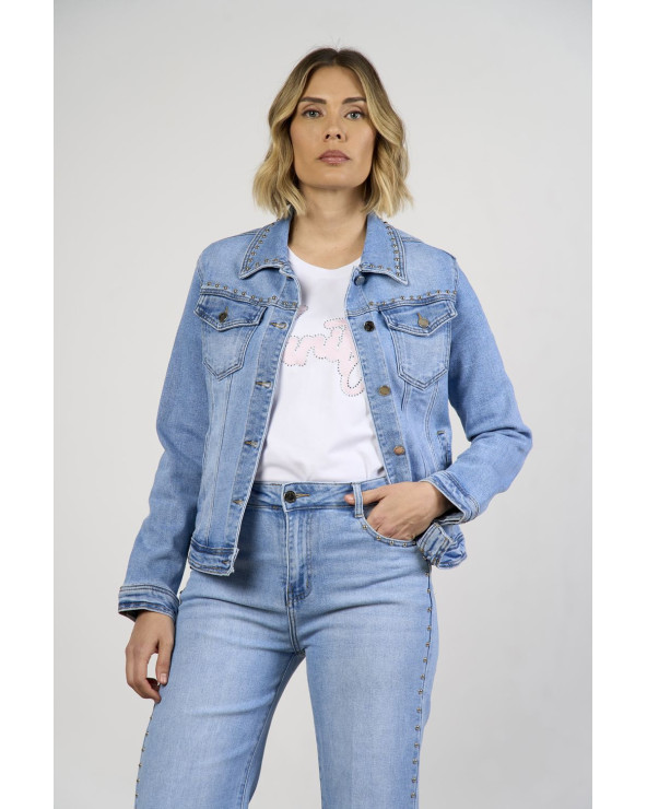 Giacca in denim con borchie
