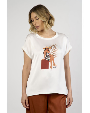 T-shirt bianca con stampa girl summer