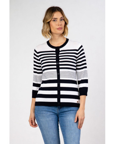 Cardigan rigato in viscosa con bottoni