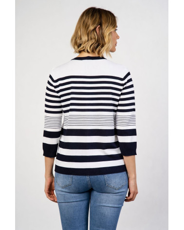 Cardigan rigato in viscosa con bottoni
