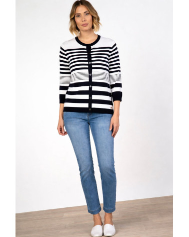Cardigan rigato in viscosa con bottoni