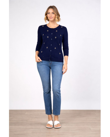 Cardigan con applicazioni gioiello in viscosa