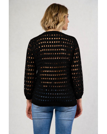 Maglia traforata in viscosa con maniche a 3/4