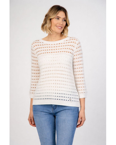 Maglia traforata in viscosa con maniche a 3/4
