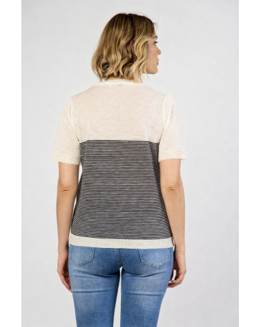 Maglia in viscosa a righe con manica corta