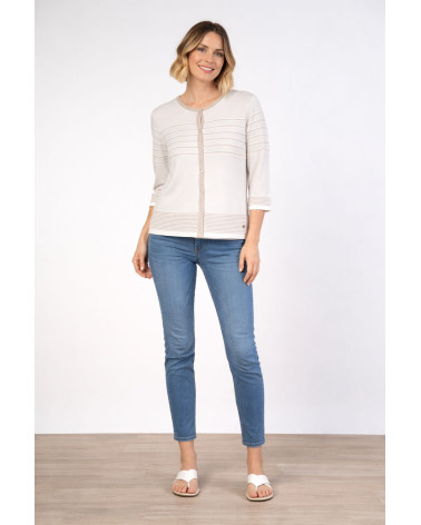 Cardigan in viscosa con inserti a righe