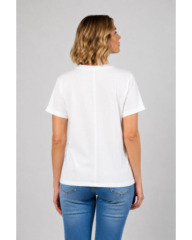 T-shirt con fascia di paillettes