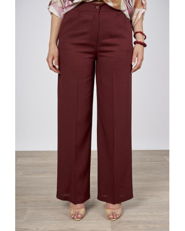 Pantaloni palazzo in misto lino e viscosa