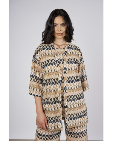 Cardigan lungo fantasia jacquard multicolor