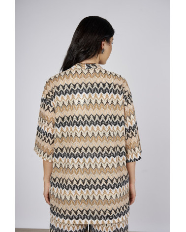 Cardigan lungo fantasia jacquard multicolor