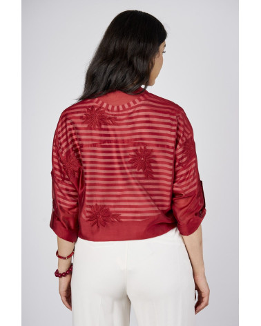 Camicia bordeaux ricamata