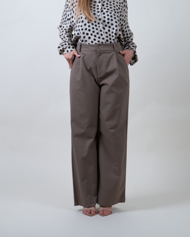 Pantaloni fango a palazzo con pinces