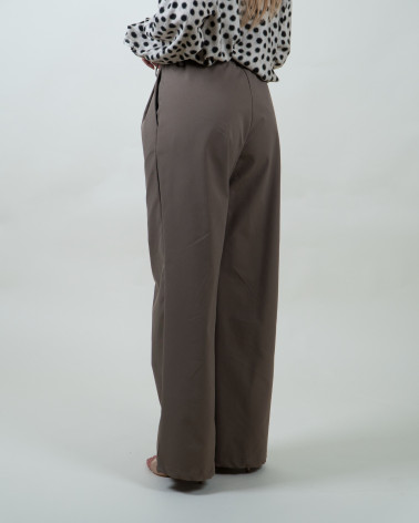 Pantaloni fango a palazzo con pinces