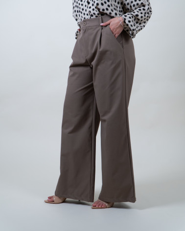 Pantaloni fango a palazzo con pinces