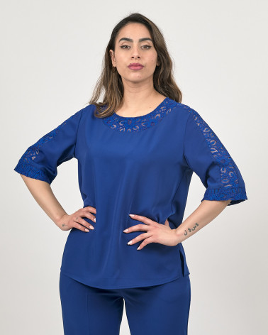 BLUSA IN CADY CON PIZZO