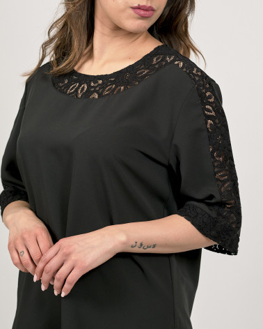 BLUSA IN CADY CON PIZZO