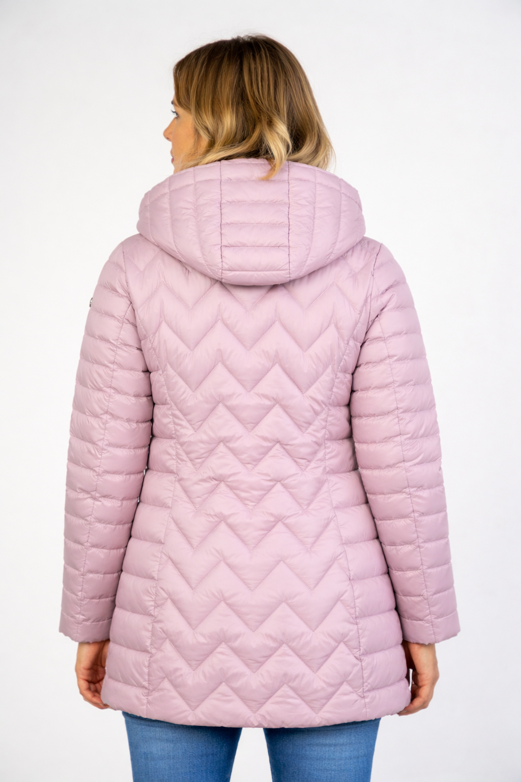 Piumino leggero lungo trapuntato con cappuccio|Colore:Rosa